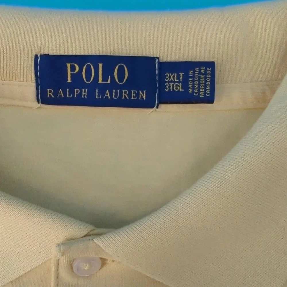 Polo Ralph Lauren Mens 3XLT Yellow Short Sleeve Cotton Flesh Polo Shirt 3XL Tall